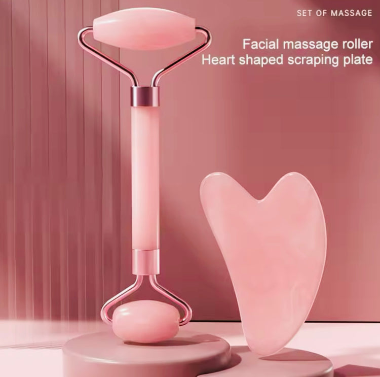 Facial massage roller heart shaped scraping plate